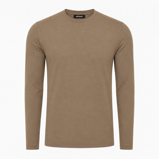 Glänzendes Langarmshirt Hellbraun