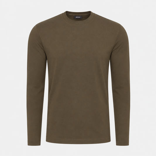 Glänzendes Langarmshirt Oliv