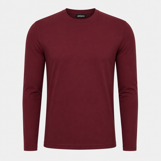 Glänzendes Langarmshirt Burgundrot